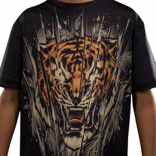 detska teniska venum tiger dry tech black neon orange 1 детска тениска venum tiger dry tech black/neon orange 1