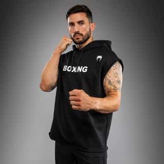 suichyr boxing vt sleeveless hoodie – black white 2 суичър venum boxing vt sleeveless hoodie - black/white 2